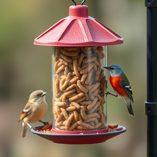 Bird feeder filled with mealworms only