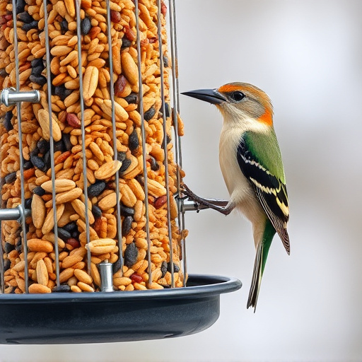 Bird feeder filled with mixed seeds