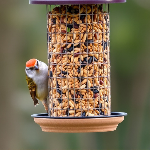 Bird feeder filled with mixed seeds