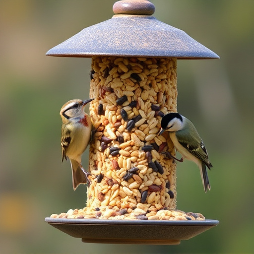 Bird feeder filled with mixed seeds