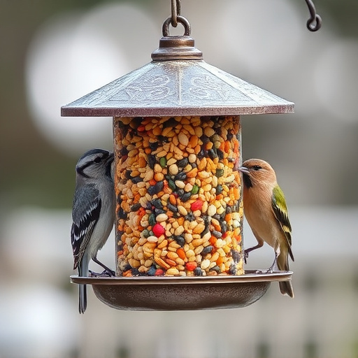 Bird feeder filled with seed mix