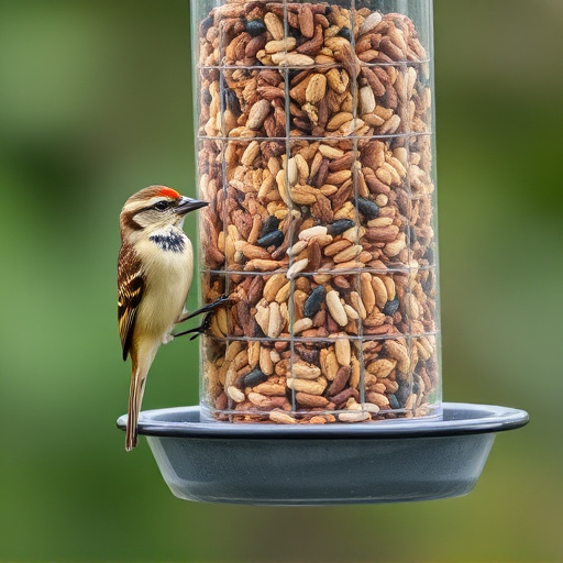 Bird feeder filled with seed mix