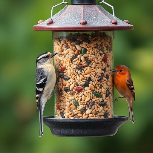Bird feeder filled with seed mix