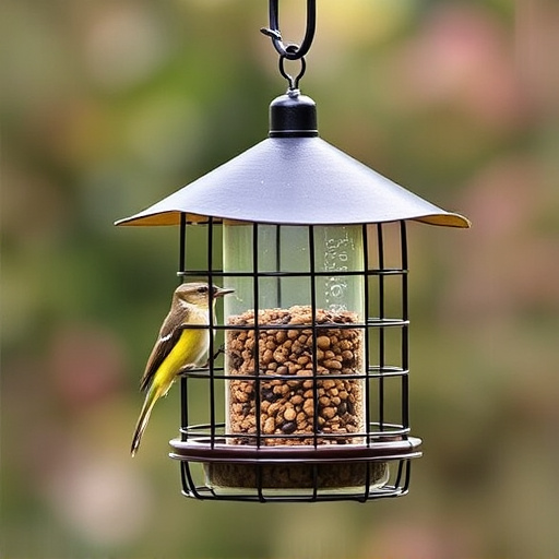 Bird feeder hanging with squirrel proof cage
