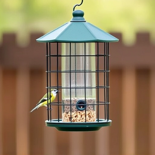 Bird feeder hanging with squirrel proof cage