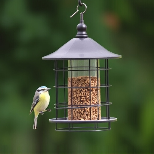 Bird feeder hanging with squirrel proof cage