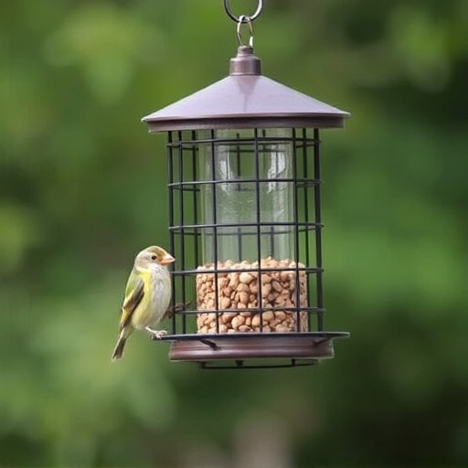Bird feeder hanging with squirrel proof cage