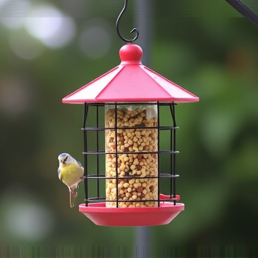 Bird feeder hanging with squirrel proof cage