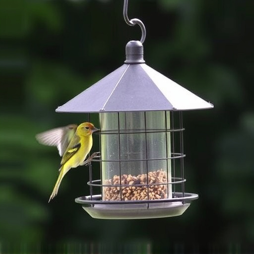 Bird feeder hanging with squirrel proof cage