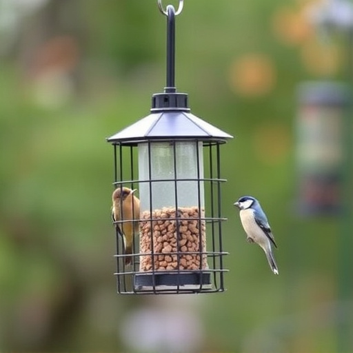 Bird feeder hanging with squirrel proof cage