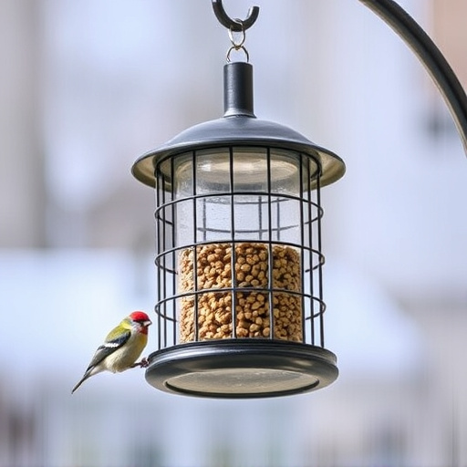 Bird feeder hanging with squirrel proof cage