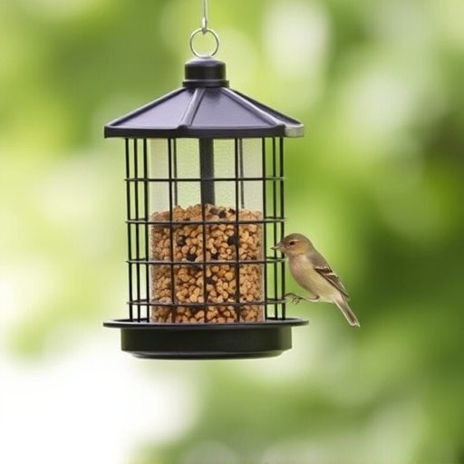 Bird feeder hanging with squirrel proof cage