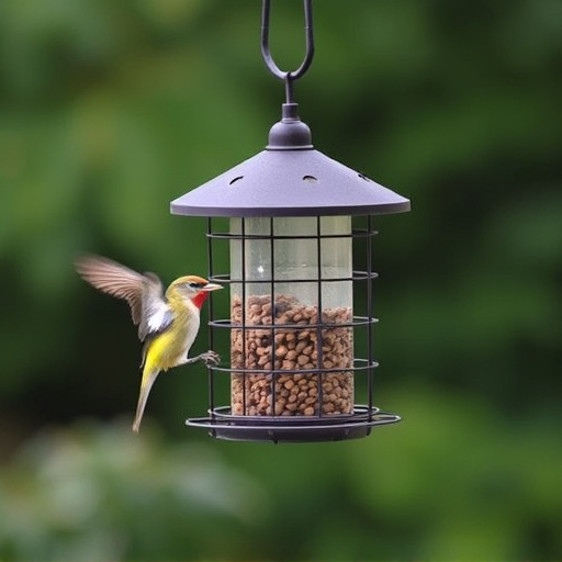 Bird feeder hanging with squirrel proof cage