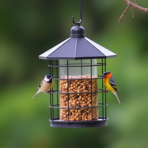 Bird feeder hanging with squirrel proof cage