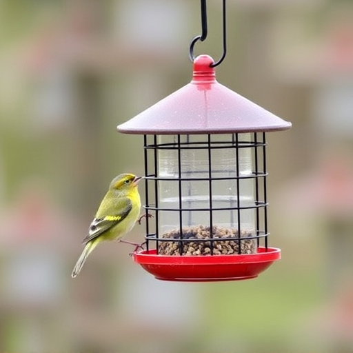 Bird feeder hanging with squirrel proof cage