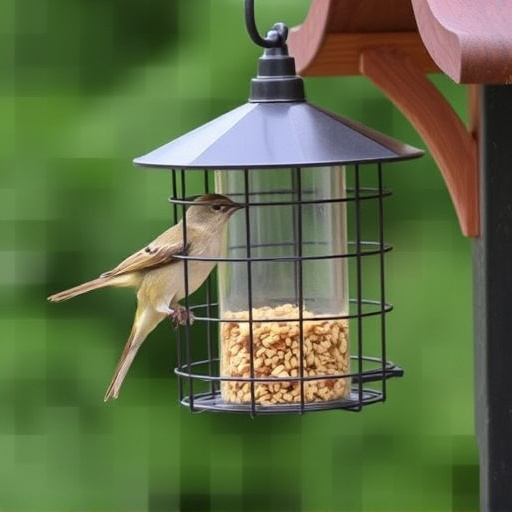 Bird feeder hanging with squirrel proof cage