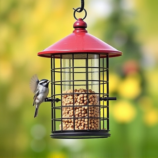 Bird feeder hanging with squirrel proof cage