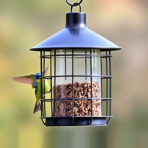 Bird feeder with protective metal cage