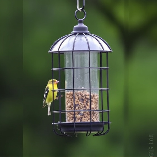 Bird feeder with protective metal cage