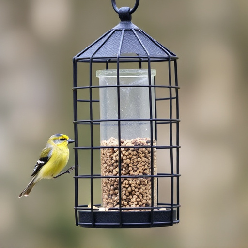 Bird feeder with protective metal cage
