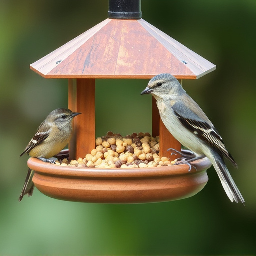 Bird feeding station stocked with suet pellets
