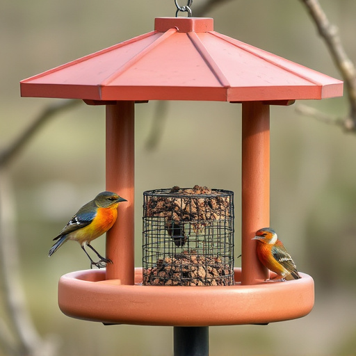 Bird feeding station with roof cover