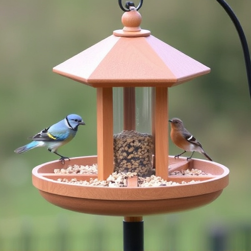 Bird feeding station with seed trays