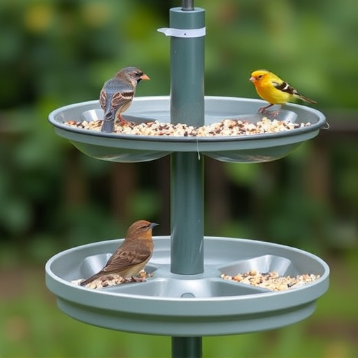 Bird feeding station with seed trays