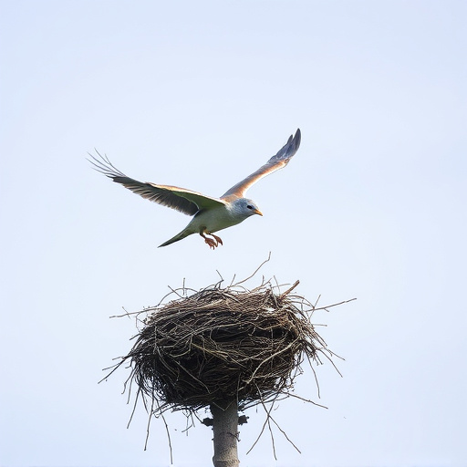 Bird flying from unused nesting spot