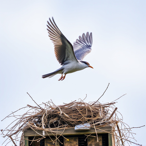 Bird flying from unused nesting spot
