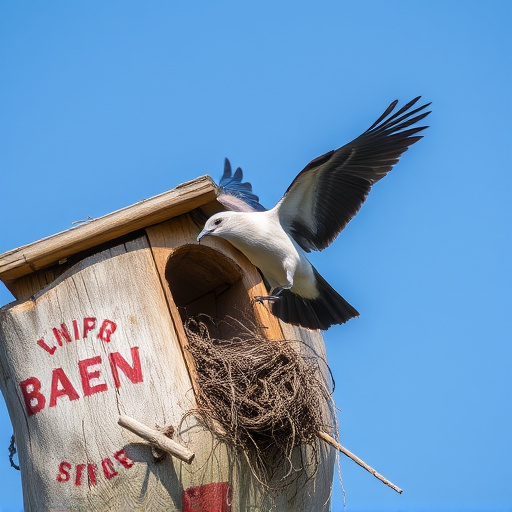 Bird flying from unused nesting spot