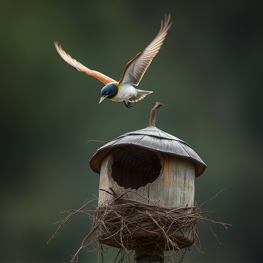 Bird flying from unused nesting spot