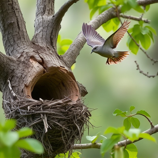 Bird flying from unused nesting spot