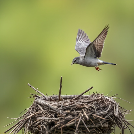 Bird flying from unused nesting spot