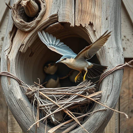 Bird flying from unused nesting spot