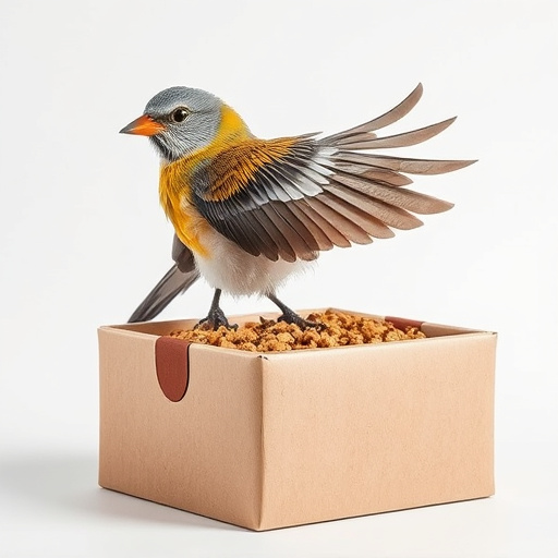 Bird food delivery with feathers on box