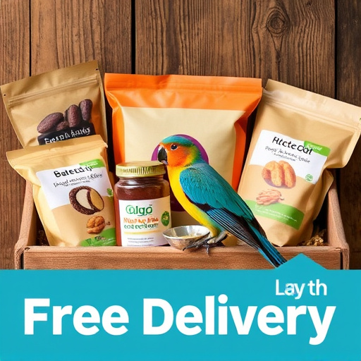 Bird food parcel with free delivery label