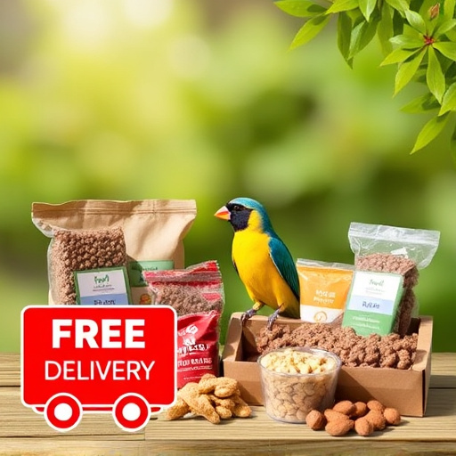 Bird food parcel with free delivery label