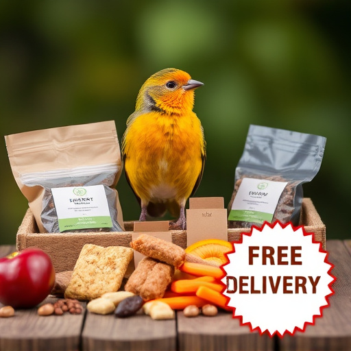 Bird food parcel with free delivery label
