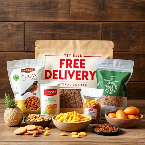 Bird food parcel with free delivery label