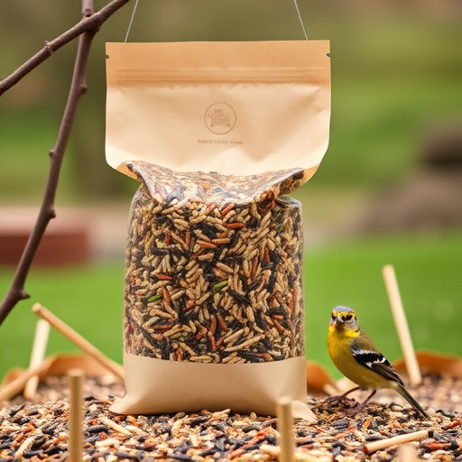 Bird seed bulk packaging outdoors