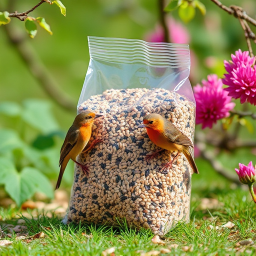 Bird seed bulk packaging outdoors