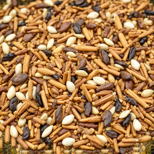 Bird seed pile with natural textures