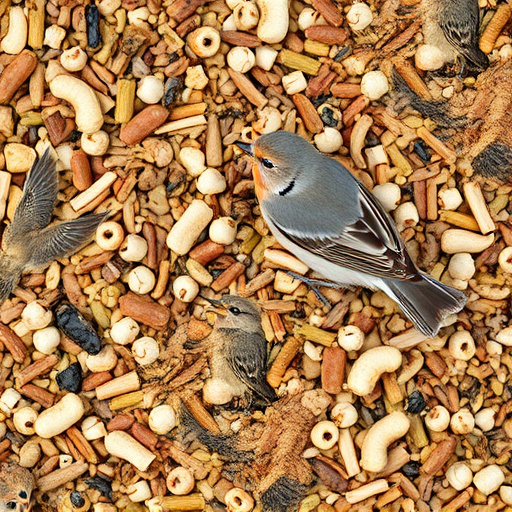 Bird seed pile with natural textures