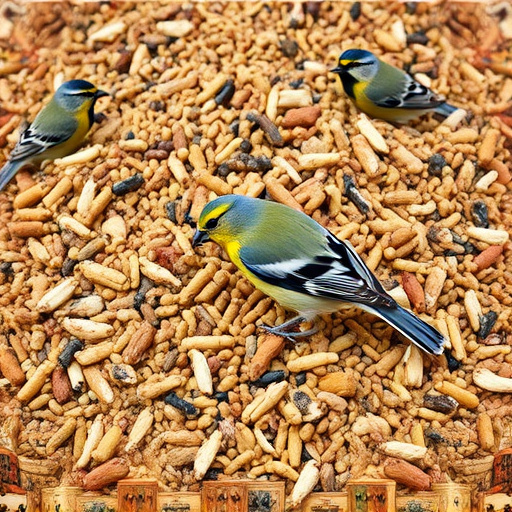 Bird seed pile with natural textures
