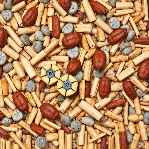 Bird seed pile with natural textures