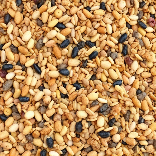 Bird seed pile with natural textures