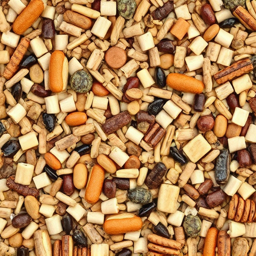 Bird seed pile with natural textures