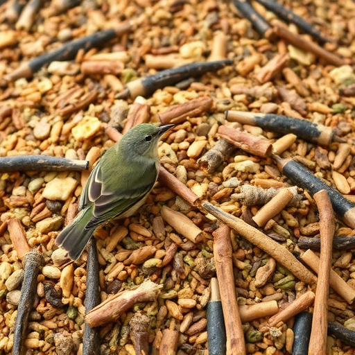 Bird seed pile with natural textures