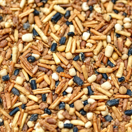 Bird seed pile with natural textures